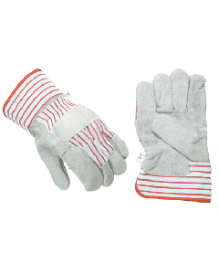 Werkhandschoenen rundsplit gevoerd rood/ grijs 